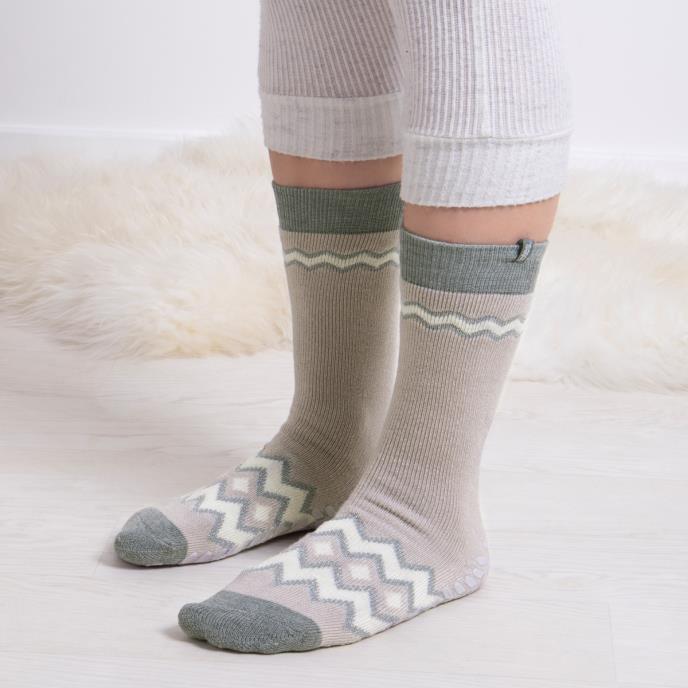 totes toasties® Ladies Original Slipper Socks (Twin Pack) Fairisle / Plain Extra Image 3